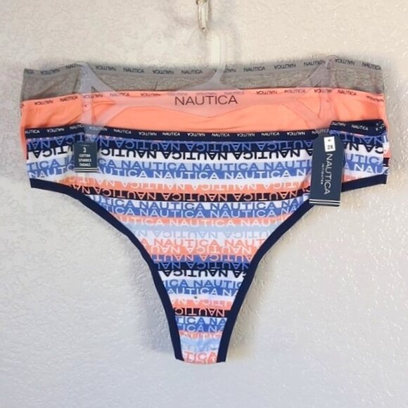 New Nautica plus Size 2x Thong Bikini Cotton Panties Set of 3